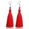 Women Tassel Earrings Bohemian Cotton Thread Cords Brush Drop Dangle Earrings Handmade Silk Fabric Long Hanging Earrings Zircon