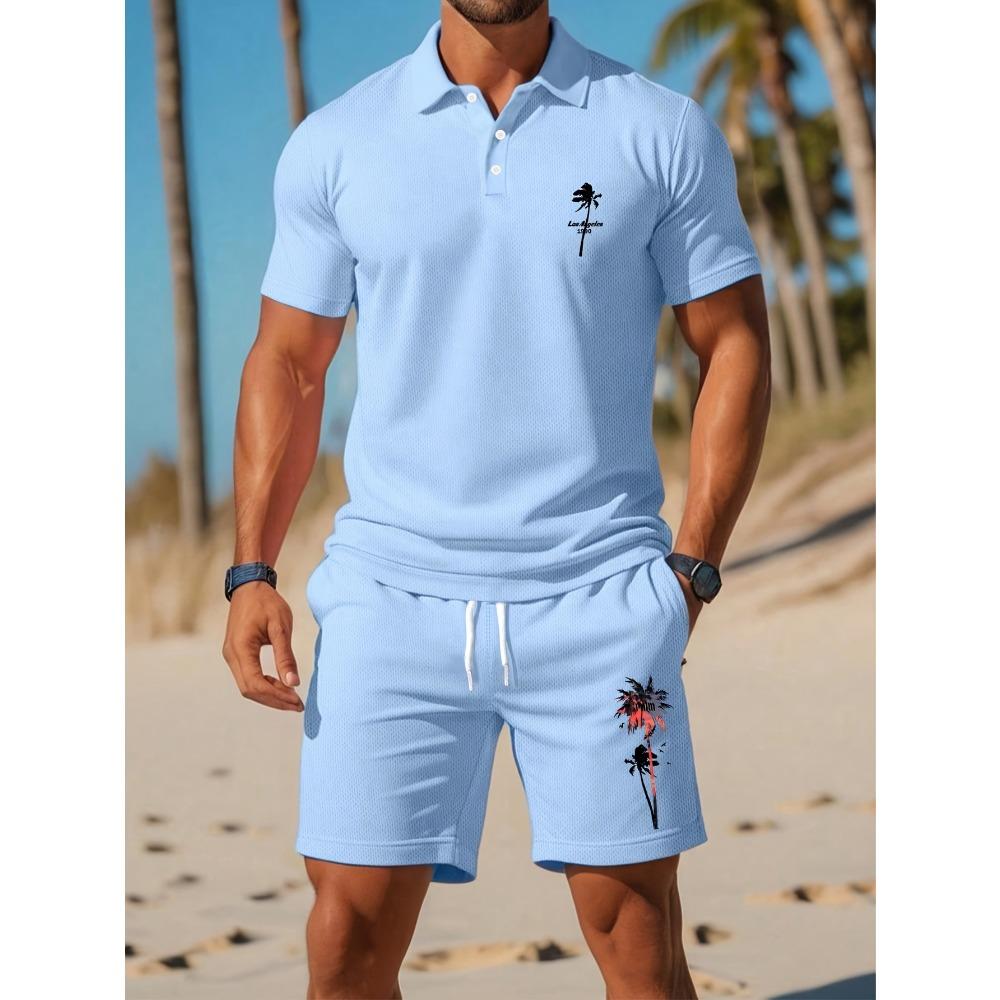 

Летний пляжный стиль КОМПЛЕКТ ШОРТ ПОЛО карманные свободные шорты - дышащий сетчатый материал - подходит для пляжного отдыха и гольфа на открытом воздухе XL синий