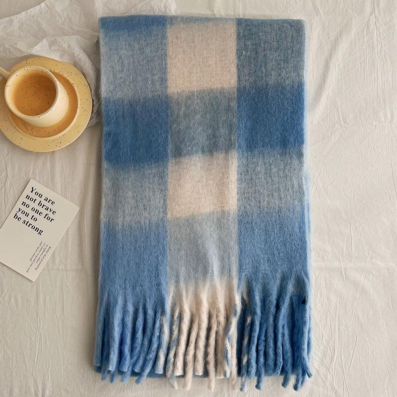 New Autumn and Winter Imitation Cashmere Scarf Women's Thickened Warm Scarf White Tassel Medium and Long Versatile Scarf Scarf Scarf