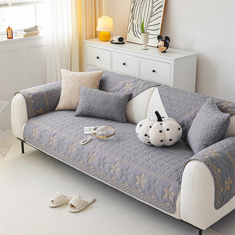 Four Seasons Sofa Cushion Pure Cotton Washed Non-Slip Simple Fabric Universal Cotton Cushion Winter Sofa Cover Cloth Towel