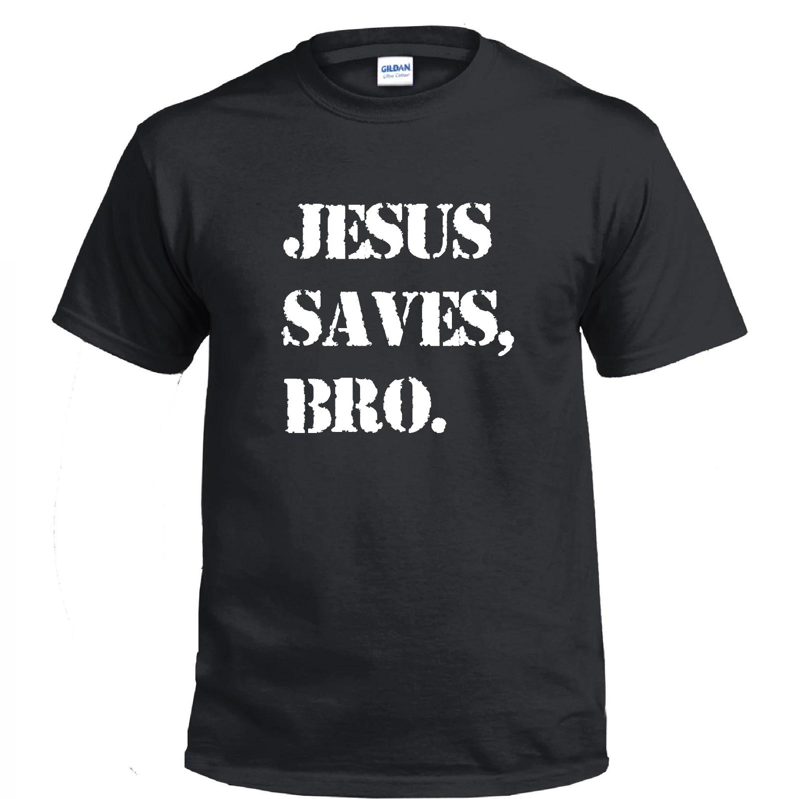 Jesus Saves Bro Christian God Religious Gym Lifting Gift Cotton T-Shirt M