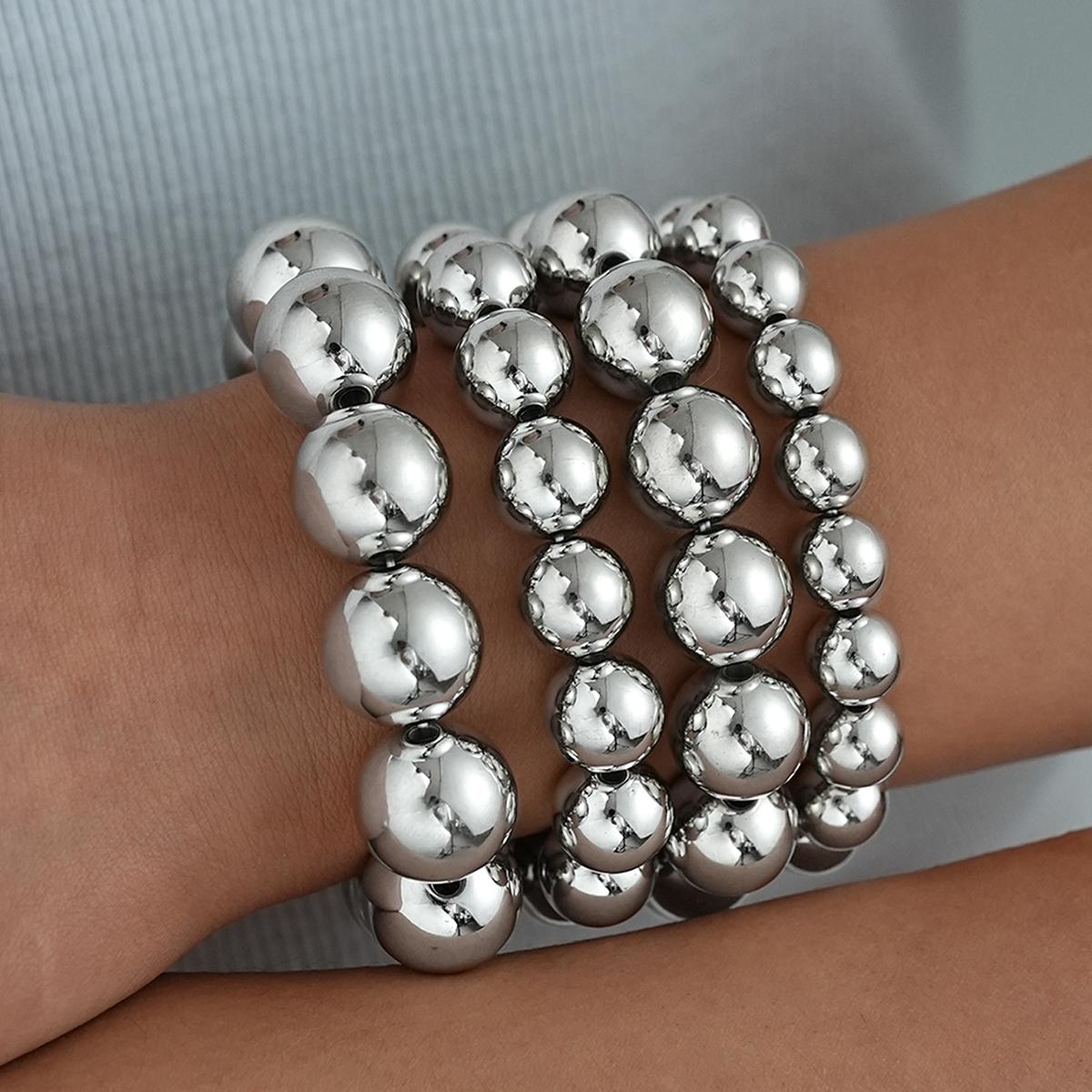 

4Pcs Chunky Ball Beaded Bracelet Set For Women Fashion Stacked CCB Wristband Trendy Party Wedding Daily Wear Jewelry Gifts 2026