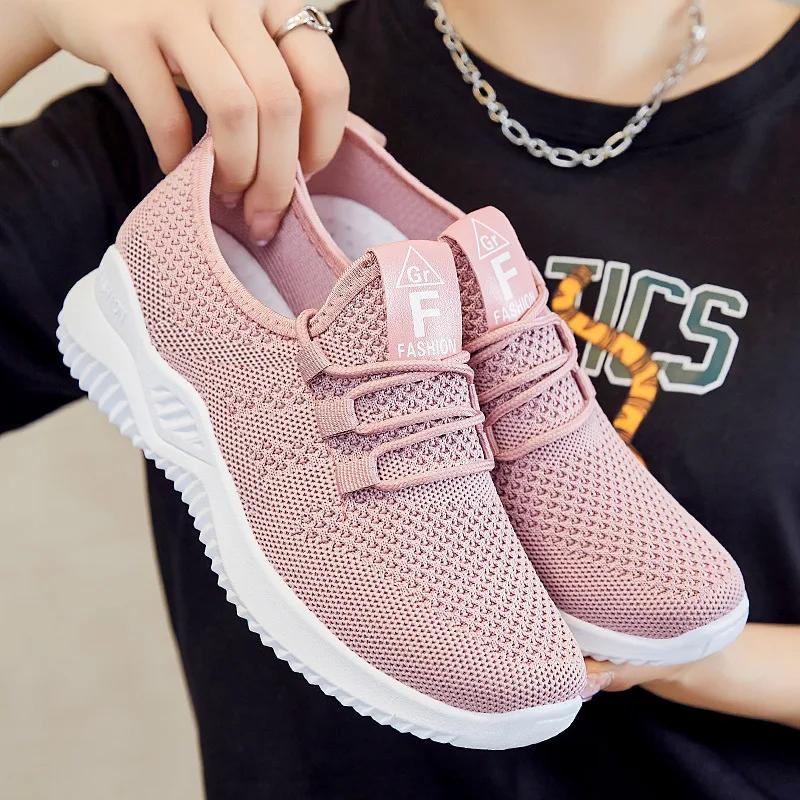 Fashion Casual Sneakers for Women's Comfortable Mesh Breathable Lace-up Soft Sole Lightweight Shoes Fashion Running Shoe