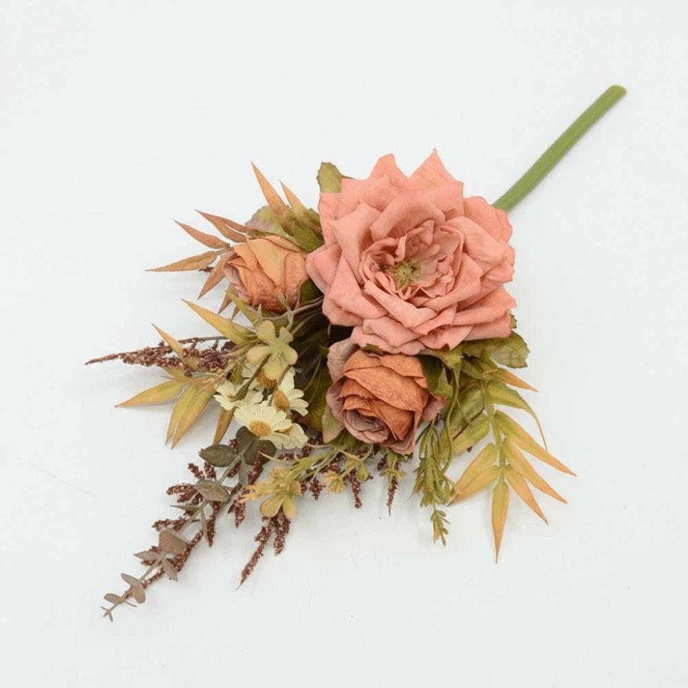 Real Touch Fake Floral Bouquet Lifelike Simulation Rose Flower Rose Reed Hybrid Home Decoration