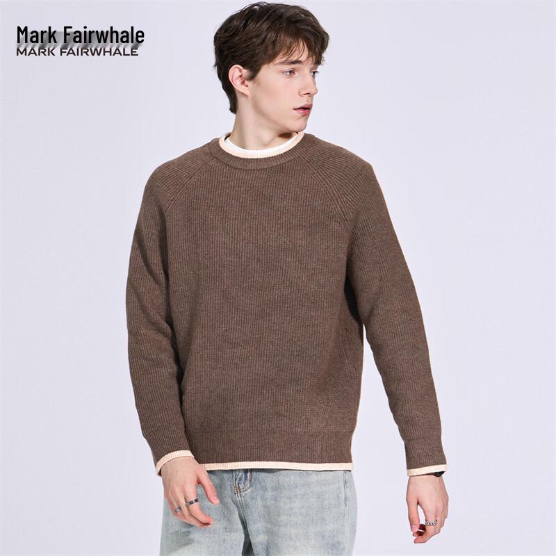 Mark Fairwhale Men s Thick Embroidered Colorblock Crew Neck Sweater XL