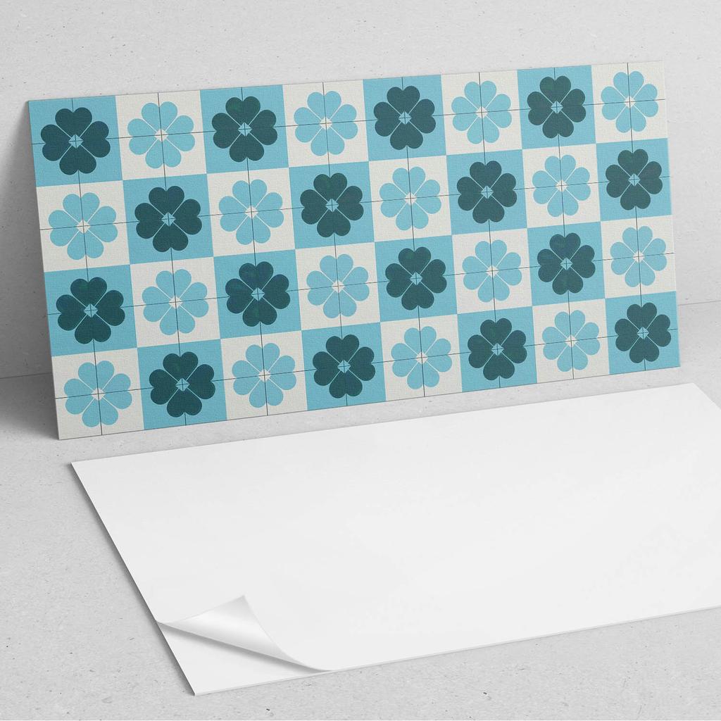 Vinyl Panel With A Motif For An Easy Wall Transformation 120x60 Cm Floral Checkered Pattern