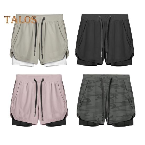 Herren-Shorts, einfarbiges Design, elastischer Bund, Kordelzug, lässige Shorts, doppellagig, schnelltrocknend, atmungsaktiv