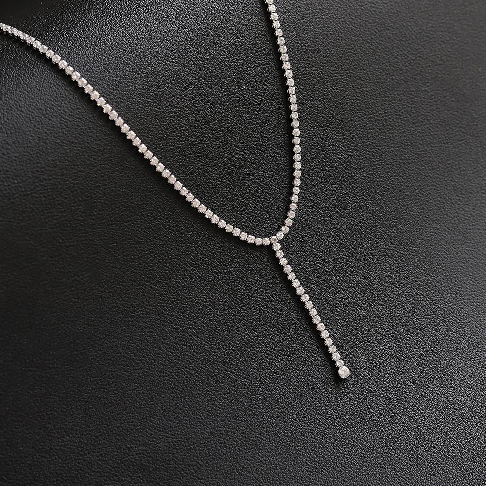 Y Shape Stainless Steel Long Chain with Cubic Zircon Tassel CZ Zircon Diamond Tennis Necklace