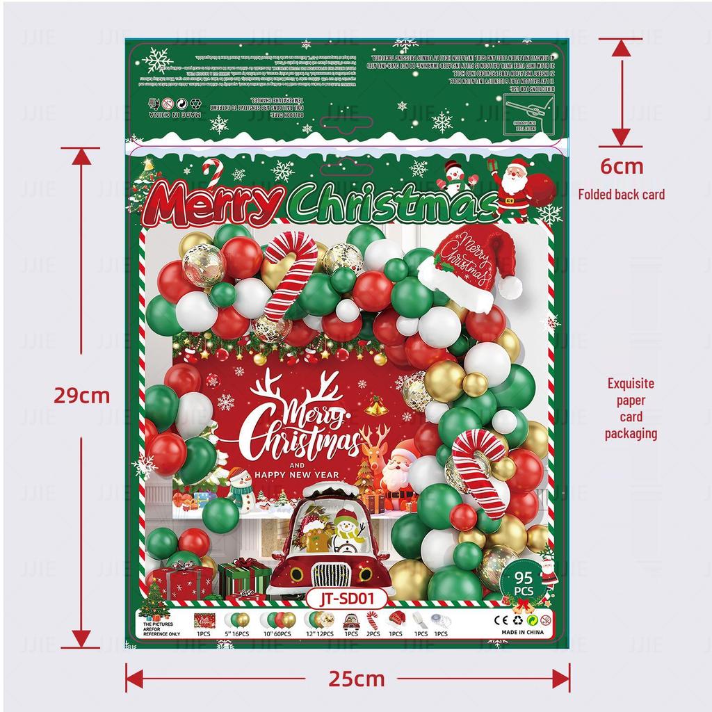 Conjunto de Balões de Natal: Bengala Doce, Rena, Homem de Gengibre e Arco de Guirlanda para Festas