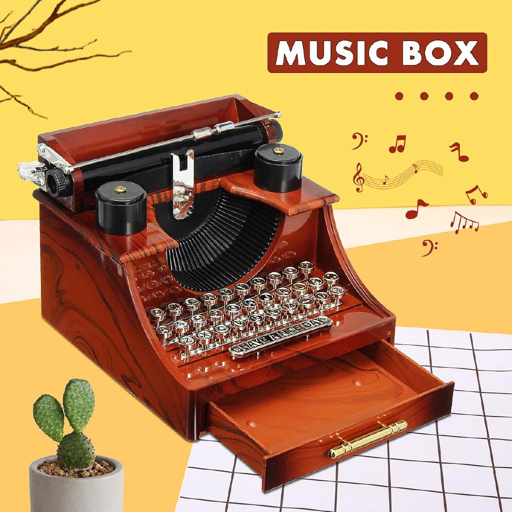 Phonograph Jewelry Music Box Retro Typewriter Rotating Music Box Classic Home Decor Sewing Machine