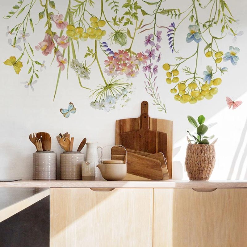 New Nordic  Flowers Wall Stickers for Living Room Bedroom Wall Decor Room Decoration Wall Decals Home Decor