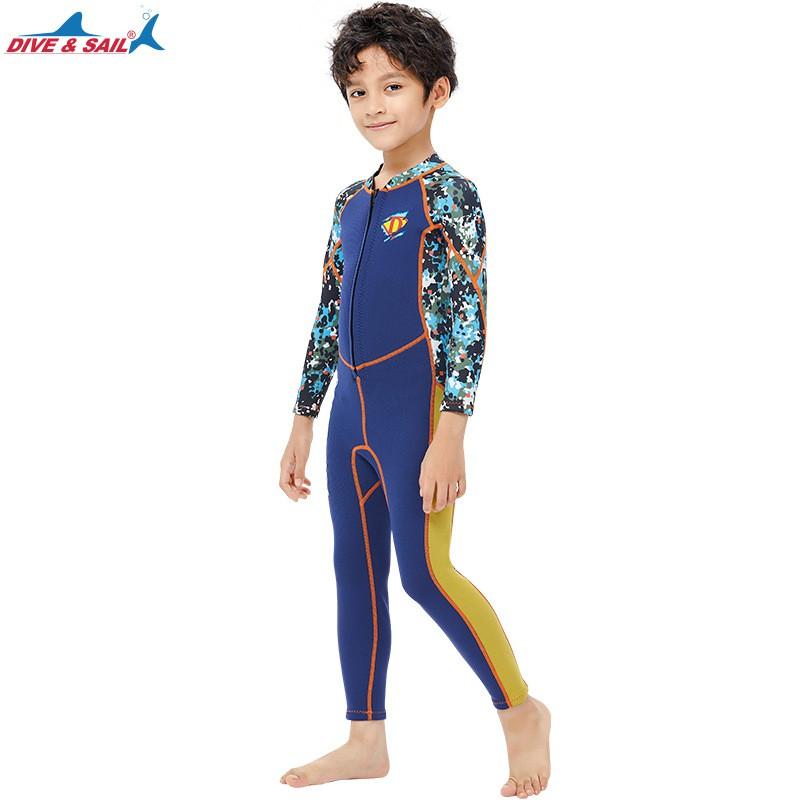 Kids 2.5mm Neoprene Wetsuit Long Sleeve Full Body Dive Snorkel Suit Swimming Surfing Winter Swim