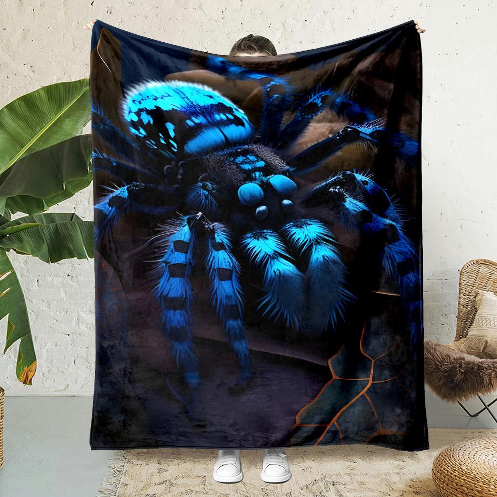 

Blue Fluffy Wolf Spider Print Fleece Blanket Soft Warm and Durable for All Seasons 75x100cm