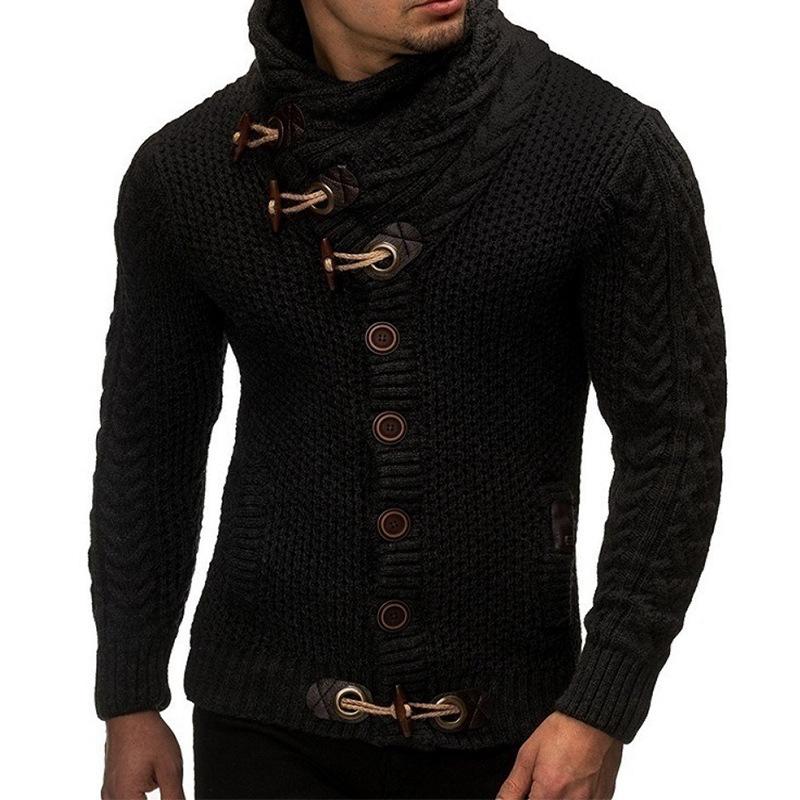 Herren Schnalle Pullover Strickjacke Winter Warmer Pullover Mantel Herbst Winter Gestrickt