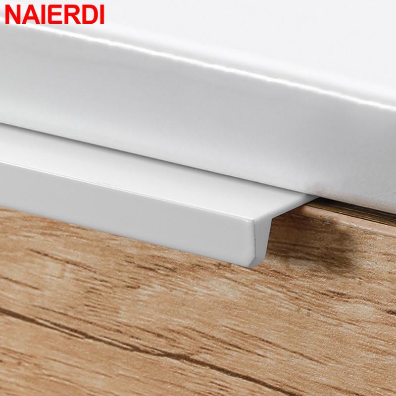 NAIERDI White Long Cabinet Handles Aluminum Alloy 800-1200mm Hidden  Furniture Handle Drawer Knobs Cupboard Pulls