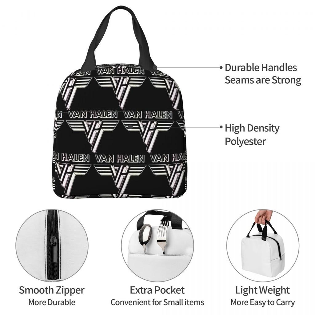 Van Halen 5150 Logo Insulated Lunch Bag for Women Office Cooler Thermal Food Box Tote Portable Lunch Boxes Container