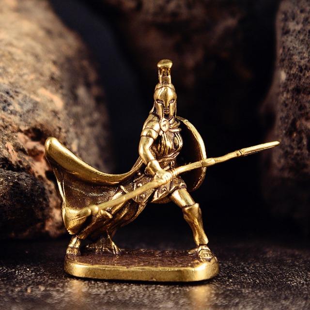 Vintage Brass Spartan Warrior Statue Twelve Types of Rome Soldier Models Figurine Game Props Desktop Ornaments Home Craft Decor