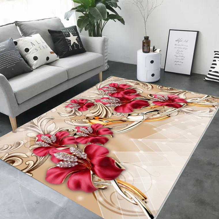 3D Printed Carpet Flower Pattern Living Room Decoration Carpet Sofa Tea Table Mat Bedroom Bedside