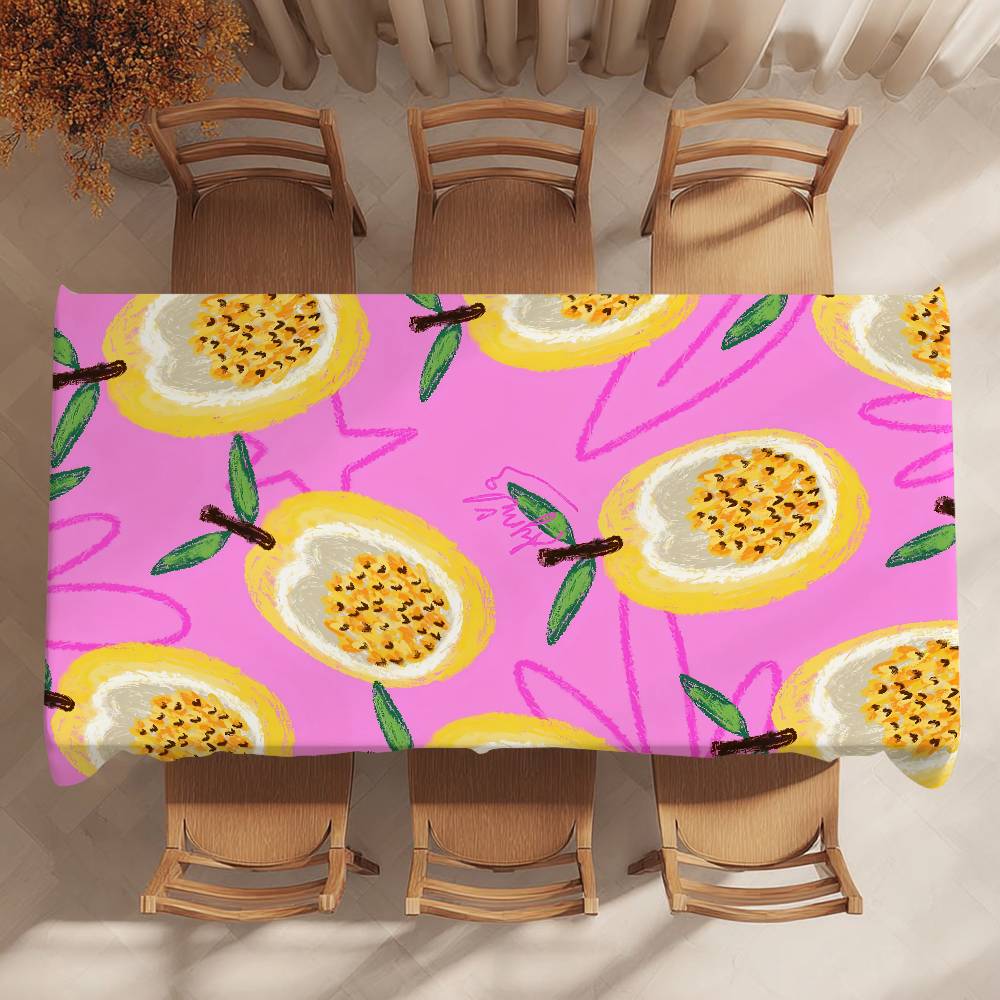 1PC Passion Fruit Table Cloth Home Party Picnic Dining Room Kitchen Patios Stain-Proof Polyester Table Cloth