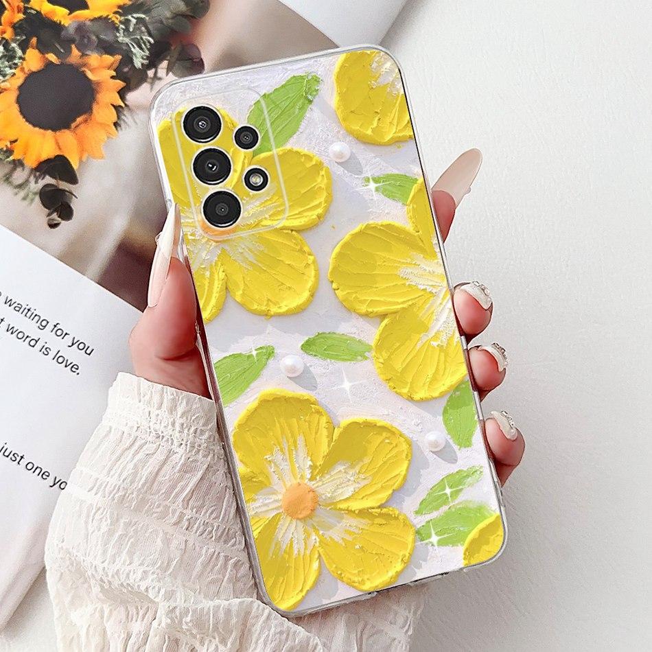For Samsung Galaxy A13 SM-A135F Elegant Floral Butterfly Phone Case For Samsung A13 4G Soft Silicone TPU Cases