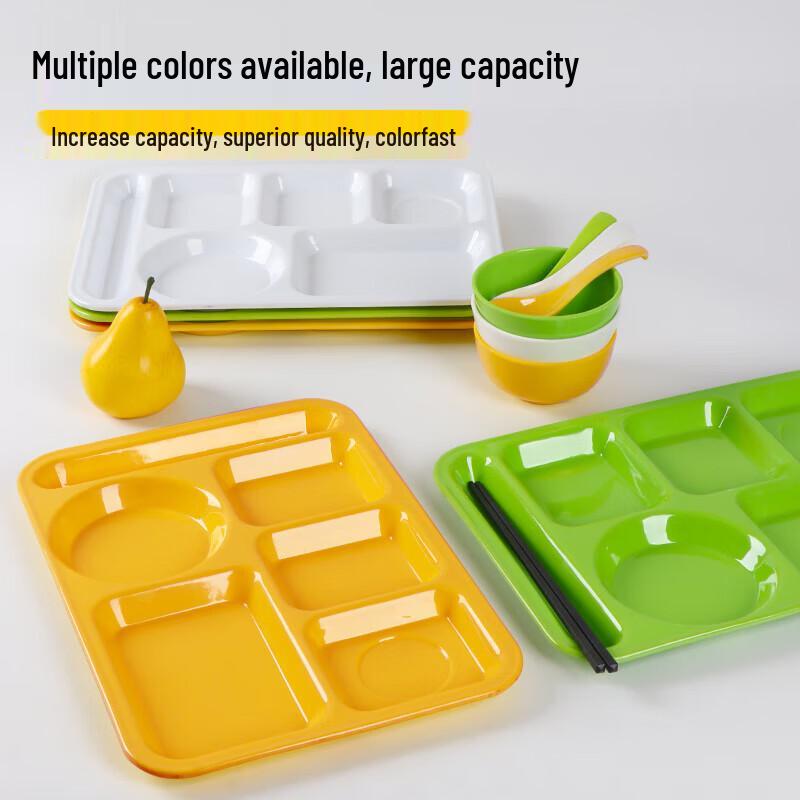 Durable Melamine 6-Compartment Canteen Tray