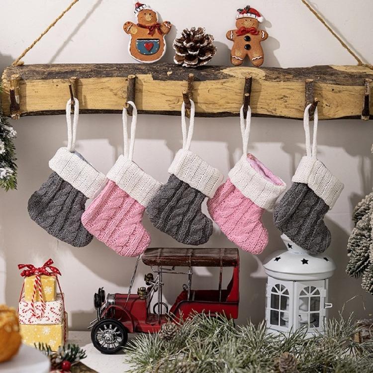 10Pcs Knitted Christmas Stocking Creative Colorful Socks Ornament Stylish Holiday Decoration for Wall or Tree Display