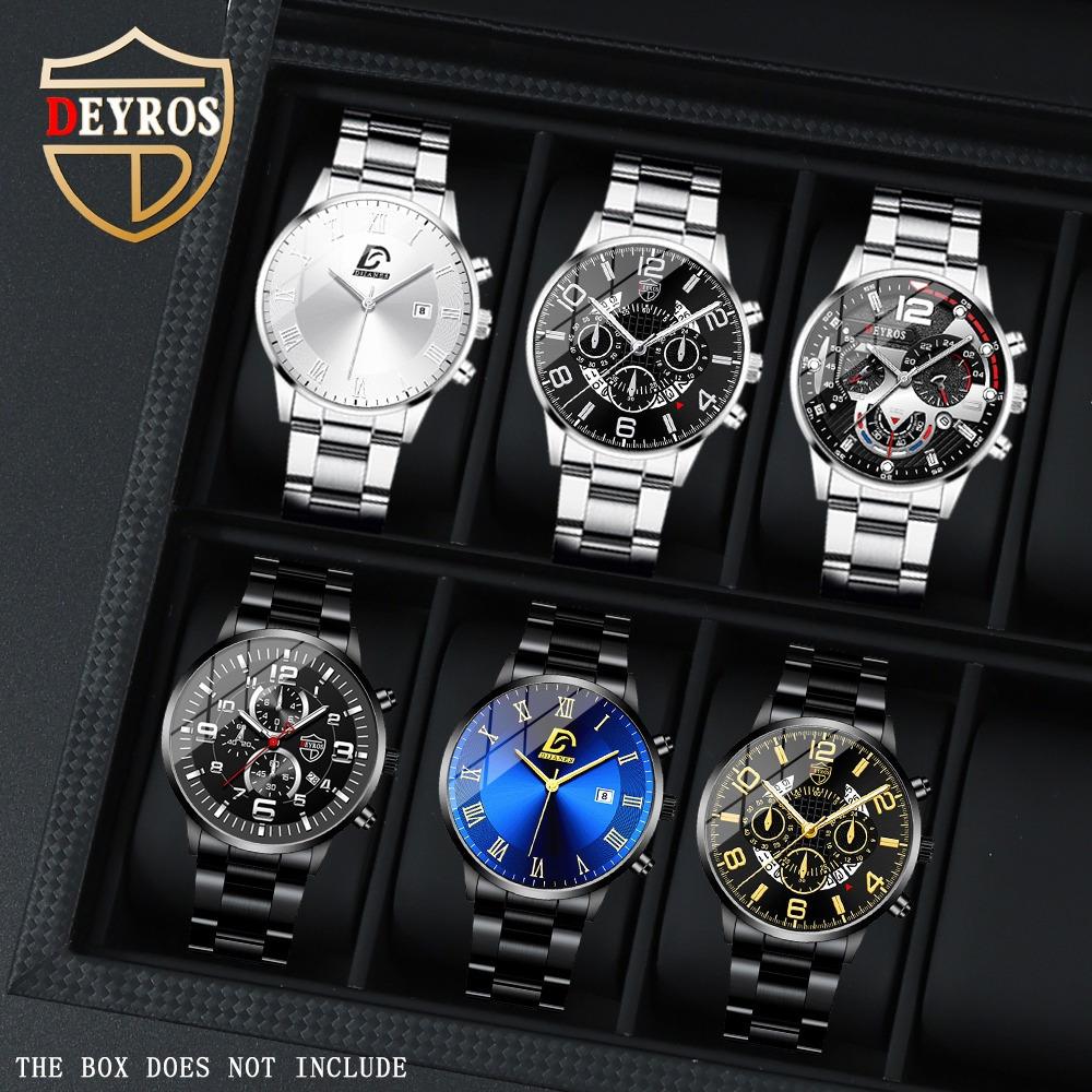 Watch 6-Piece Set Men S Steel Belt Watch Quartz Watch Fashion Watch Casual Watch