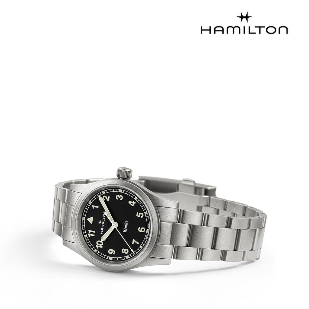 Hamilton Khaki Field Quartz 33mm Black Dial (Green Lume) Bracelet Watch H69301130
