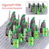 11 Silver Gray Knight Figures w Yel Edge Helm Swords Red Cross Shields White Cloaks No Baseplate