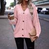 Europe beautiful women knitted cardigan autumn new loose V-neck sexy sweater lantern sleeve jacket