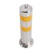 Safety Bollard Post Stainless Steel 55cm Parking Pile Barrier with Yellow Reflective Strip for Road