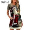Fashion Christmas Snowman Digital Printed Women's Clothing Kawai Sweet Cartoon Short Sleeve New Summer Casual Dress