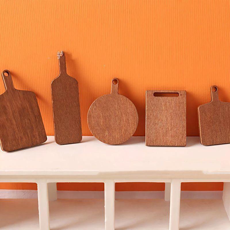 20/40Pcs Mini Chopping Board Round Square Doll House Simulation Bread Dessert Plate Kitchen Decor Diy Tableware Supplies