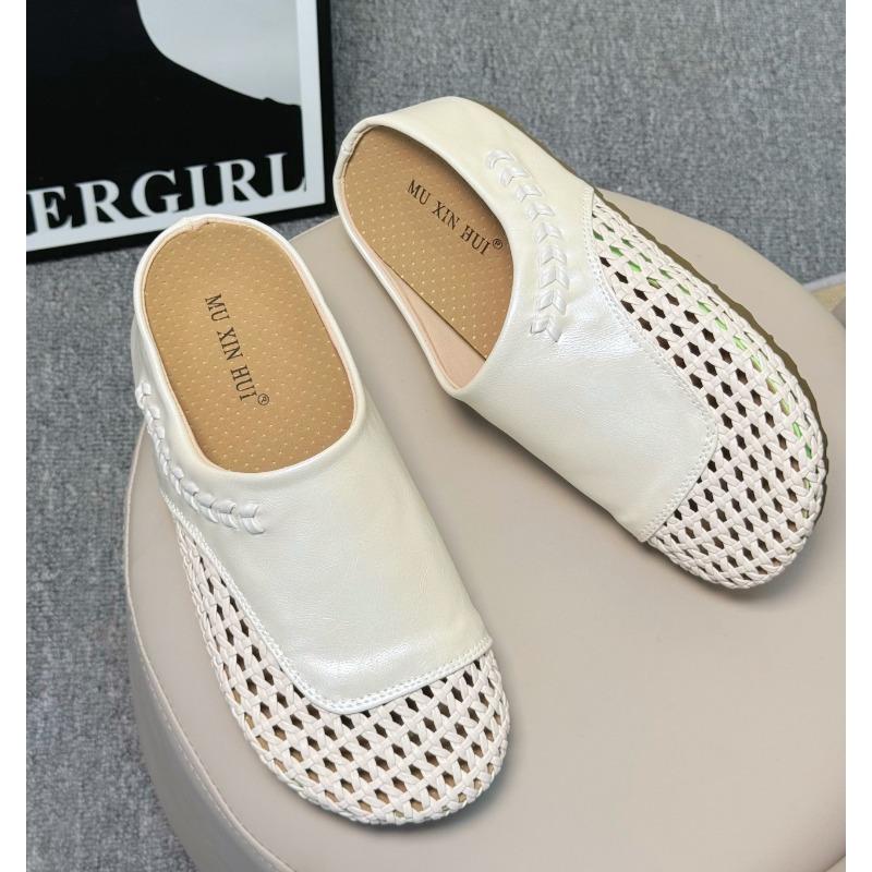 

Мода 2025 Лето Новые Удобные Ажурные Повседневные и Модные Женские Туфли с Усиленными Носками Внутри 35 бежевый