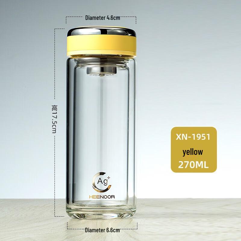 Heenoor Business Double-Layer Insulated Glass Tea Cup