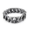 KALEN Europea Punk Mens Relievo Skull Jewelry Skeleton Head Cross Stainless Steel Curb Cuban Link Chain Bracelet for Men