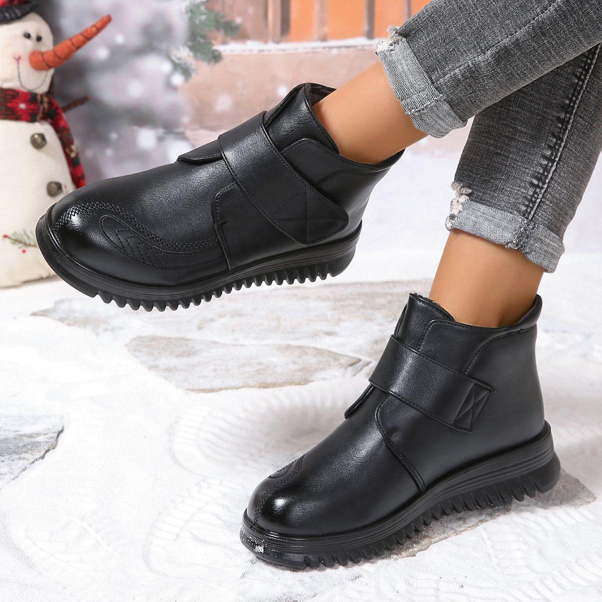 

Женские ботильоны из натуральной кожи - Теплые, Нескользящие, Мягкая подошва для среднего и пожилого возраста - Зимне-осенняя комфортная версия 36