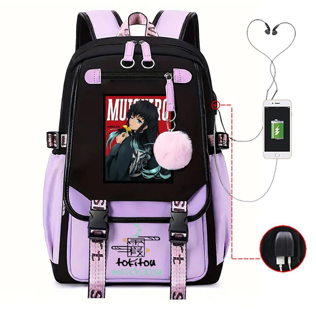 New Animation Schoolbag Children's Contrasting Colors Neutral Printed Primary and Secondary School Students Leisure Backpack with USB Port