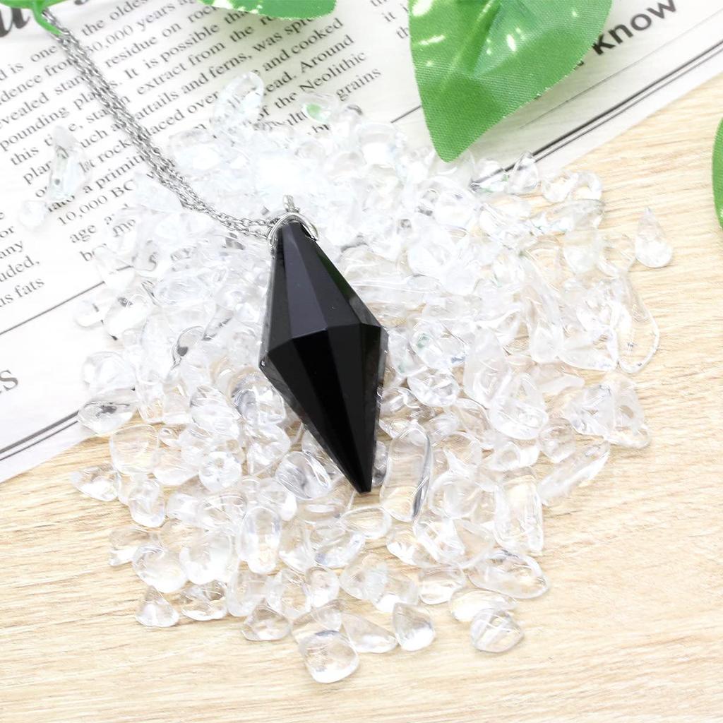 Natural Obsidian Point Pendant Necklace Pendulum for Dowsing 530 [Seki-Kira]