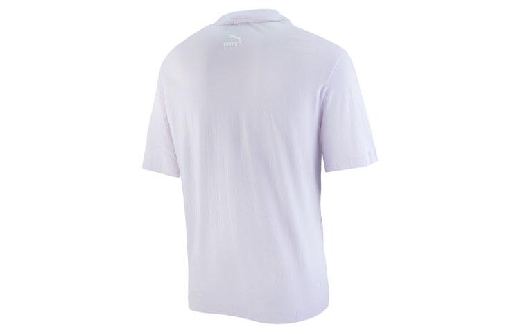 PUMA ESSENTIALS T Shirts Unisex Light Purple Crew Neck Moderate Straight Fit 539904-23