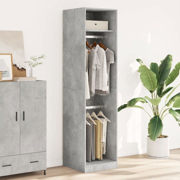 VidaXL Wardrobe Concrete Grey 50 X 50 X 200 Cm Chipboard, Storage Cabinet, Wardrobe Organizer, Wardrobe, Cupboard, 3307786