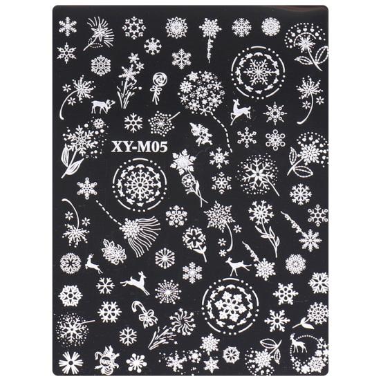 Christmas Nail Plate Festive Snowflake Elk Designs Reusable Stainless Steel Manicure Template for DIY Nail Art