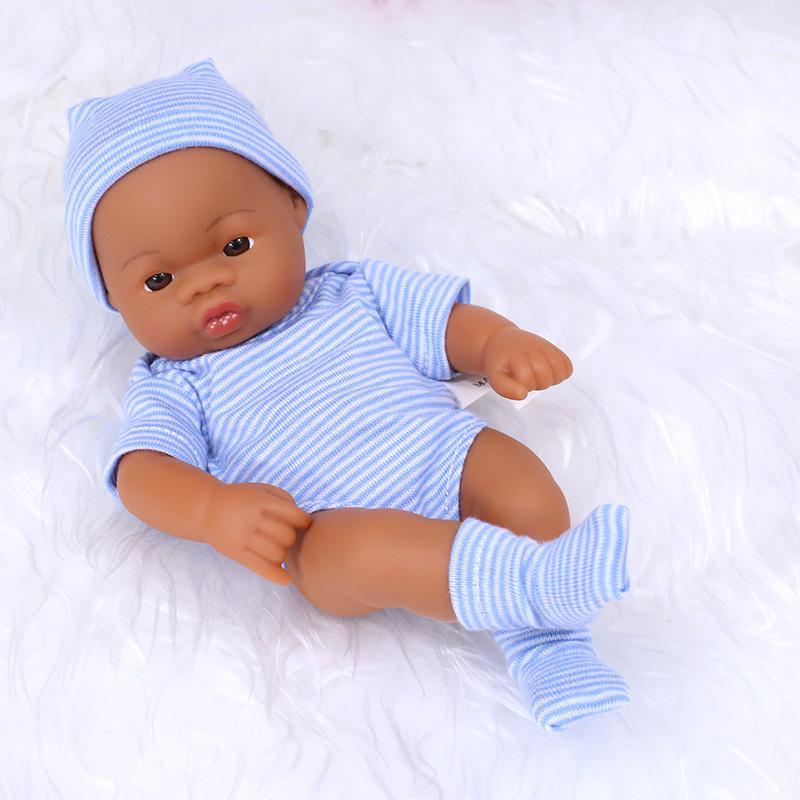 7-Inch Mini African American Baby Doll - Black Soft Vinyl Children's Toy