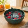 Durable Ceramic Wash Basin Self Rinsing Bowl, with Hollow Drain Holes, Swirl-Flow Berry Kitchen Draining Bowl Washing Fruit Rinse for Counter