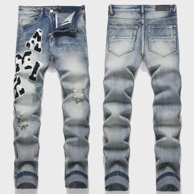 Jean Skinny Stretch Brodé Badge Bleu pour Homme
