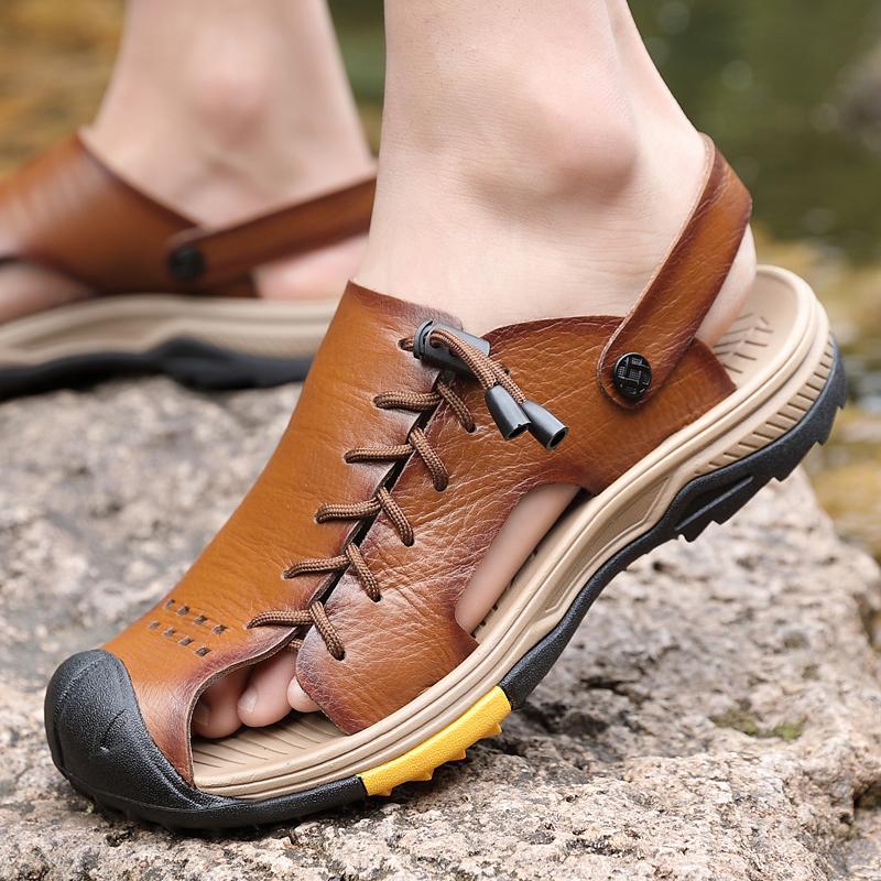 Fashion New Summer Beach Sandals 2024 Genuine Leather Men Shoes Summer New Large Size Men's Sandals Men Sandals Fashion Sandals Slippers
