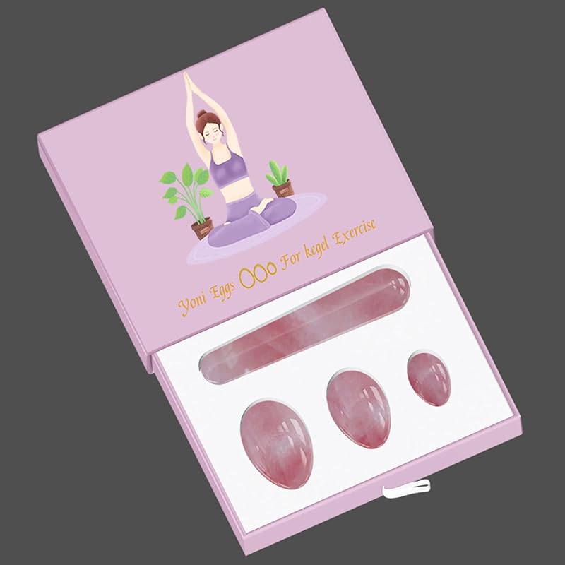 HYUNJIN Набор Несверленных Яйцеклеток Йони с Коробкой Женский Тренажер Кегеля Яйца из Нефрита Шарик Массажер Палочка Йони Массажер из Нефрита,Зеленый Камень