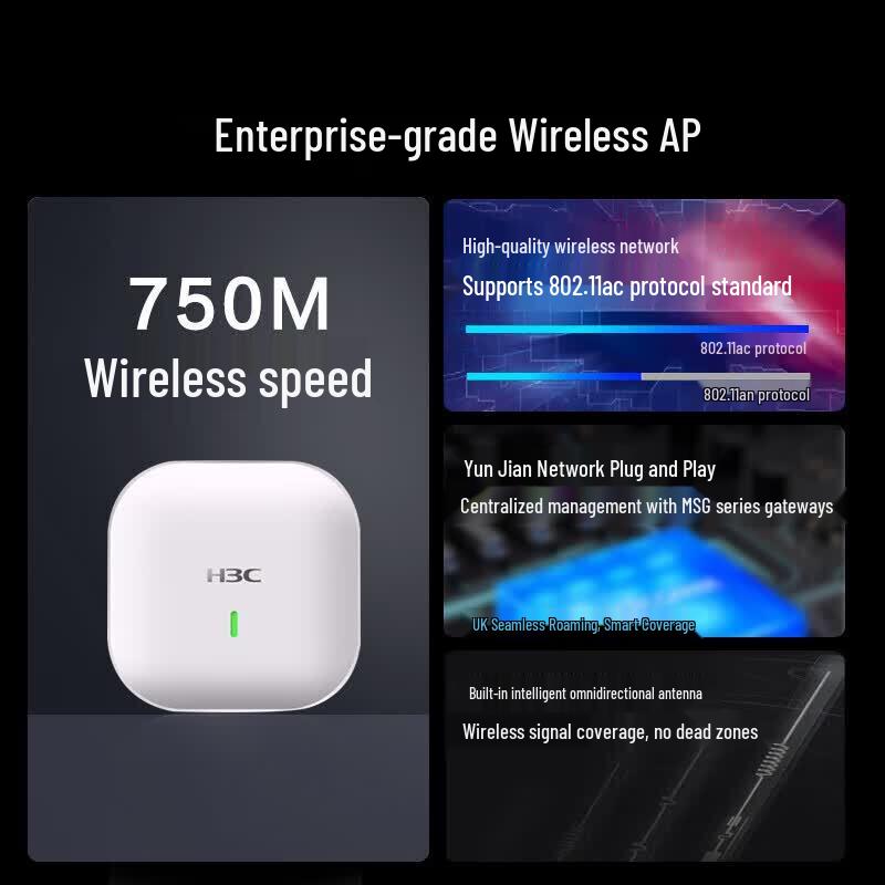 H3C WAP712C-LI-S Indoor Dual-Band Enterprise Wireless Access Point