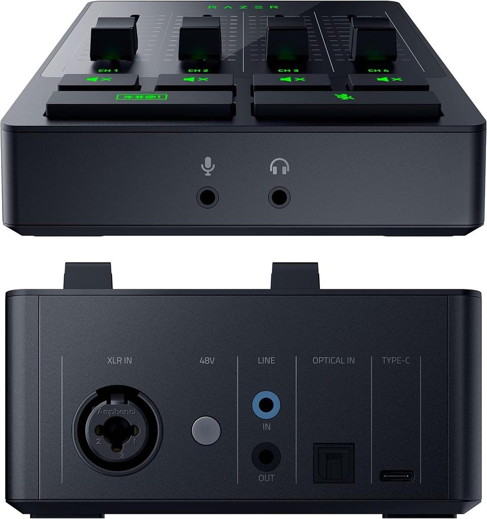 Audio Mixer with Mute Audio XLR USB Plug Includes Two Ground Loop Chroma RGB Button, Streaming, Interface, 4-Channel Preamp, Input, Connection, &