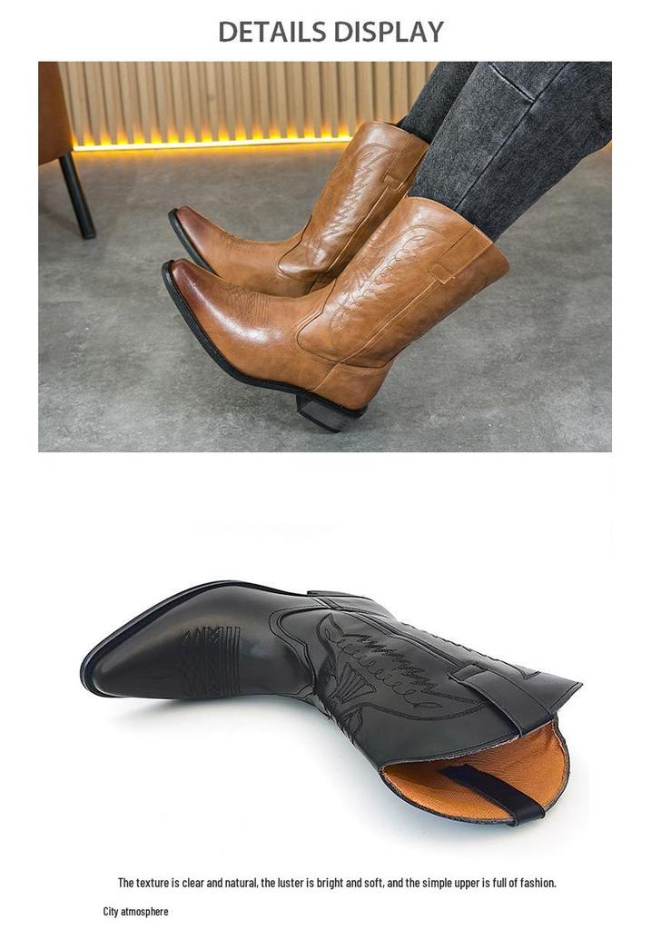 Chelsea Herren Plus Size High-Top Lederstiefel - Britischer Trend Lässige Mode, Arbeitskleidung Martin Stil